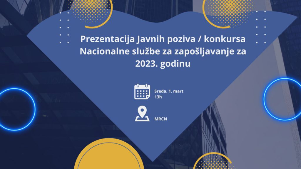 Prezentacija Javnih poziva / konkursa Nacionalne službe za zapošljavanje za 2023. godinu