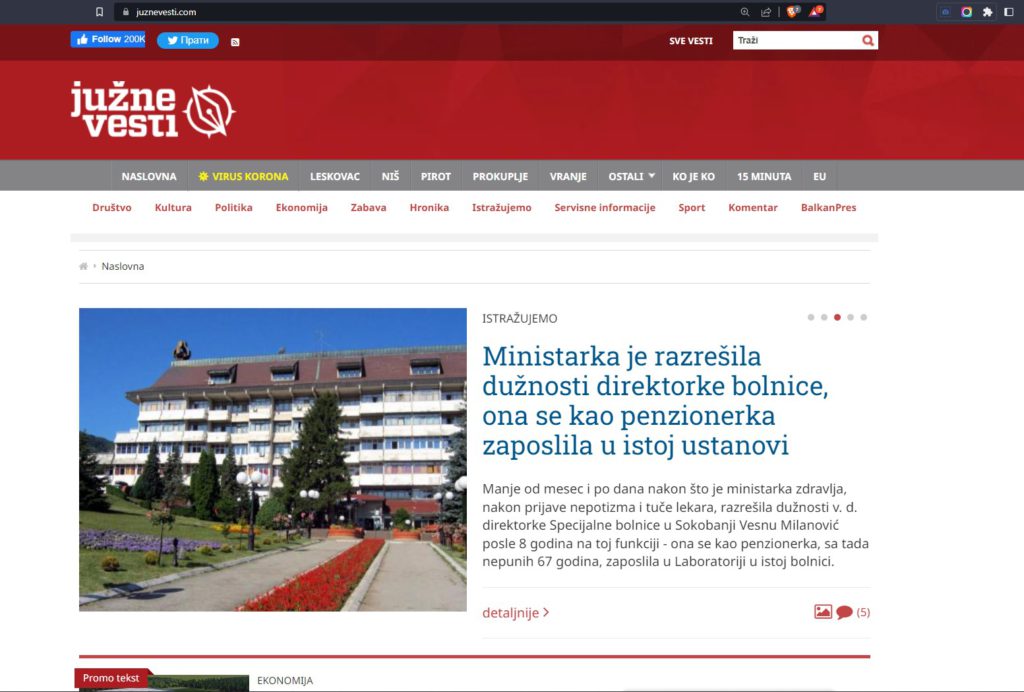 Sajt Južnih vesti pretrpeo ozbiljan napad, pretpostavlja se da je sa namerom napad na sajt