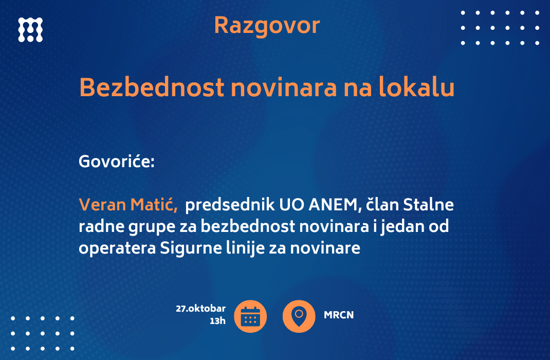 Razgovor o bezbednosti novinara na lokalu, ANEM;